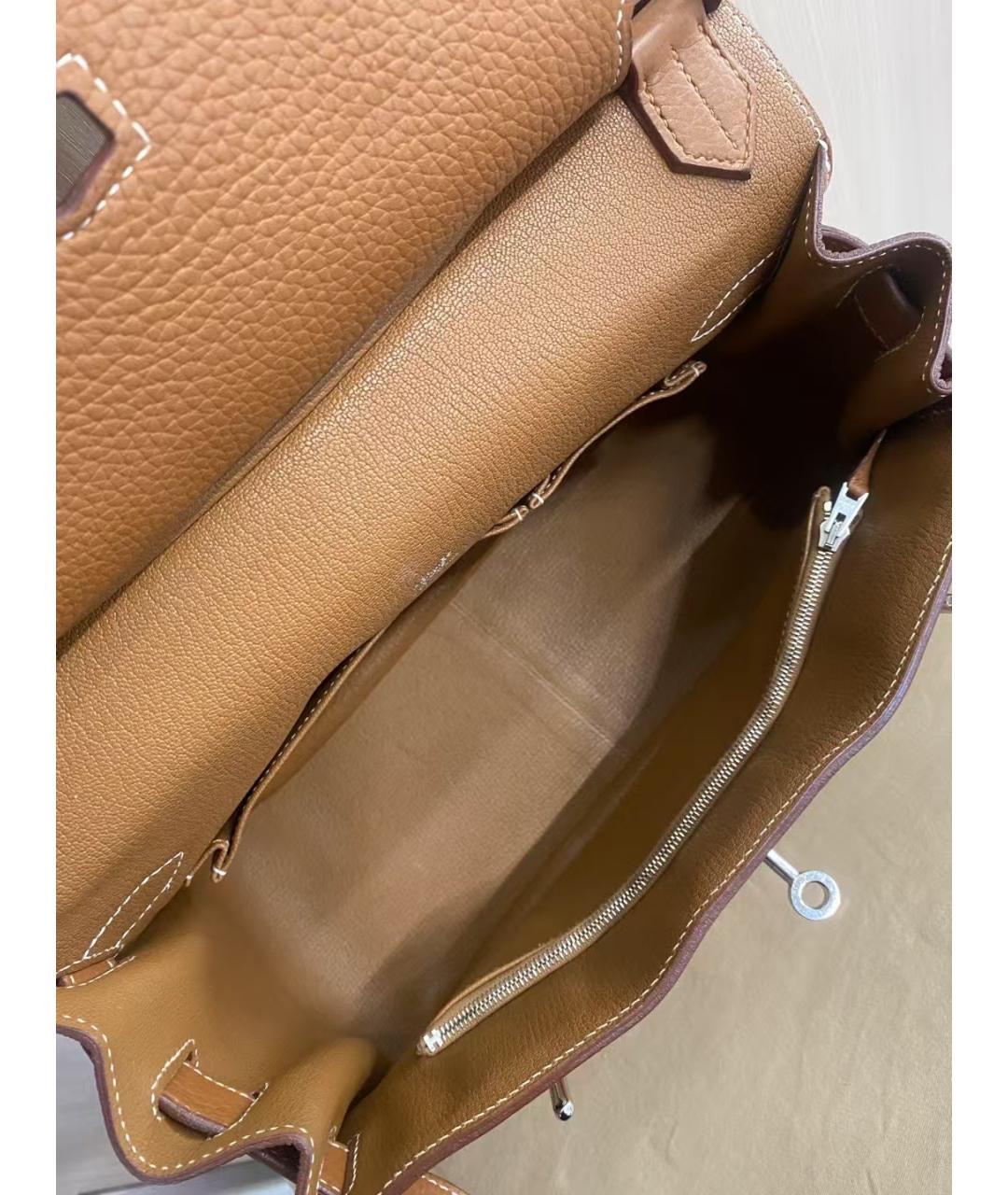HERMES Коричневая кожаная сумка тоут, фото 5