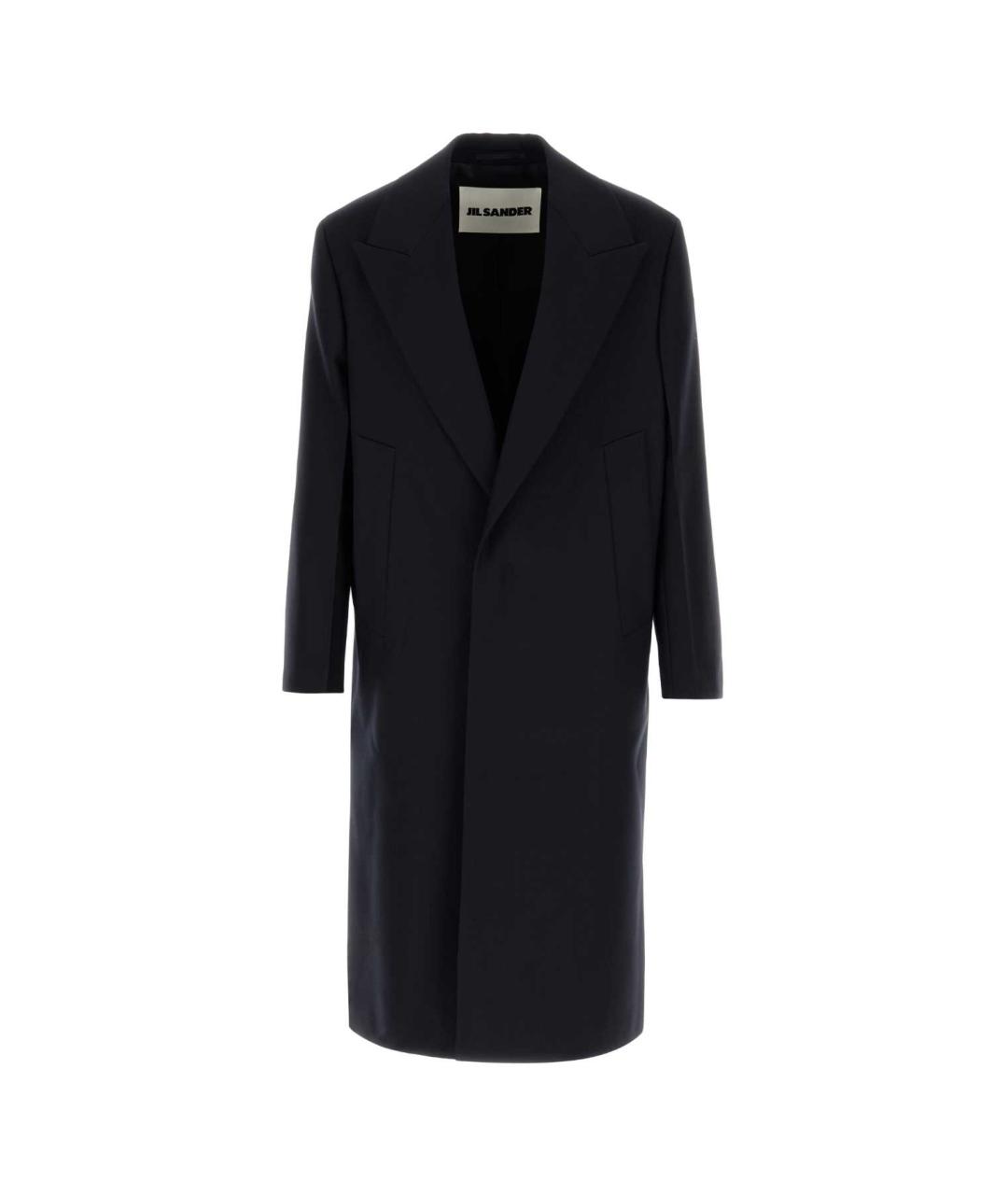 JIL SANDER Темно-синее шерстяное пальто, фото 1
