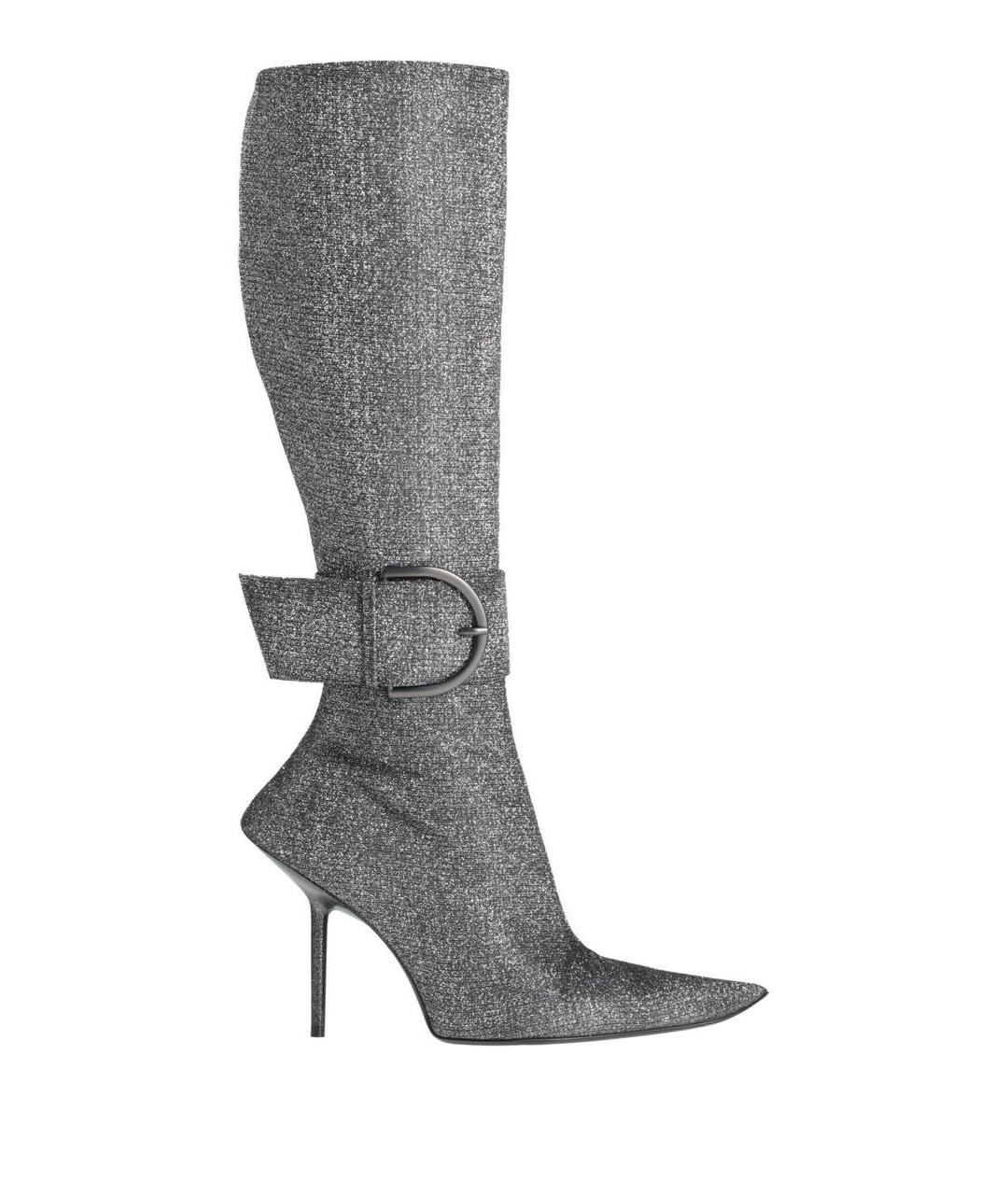 BALENCIAGA Серебряные кожаные сапоги, фото 7