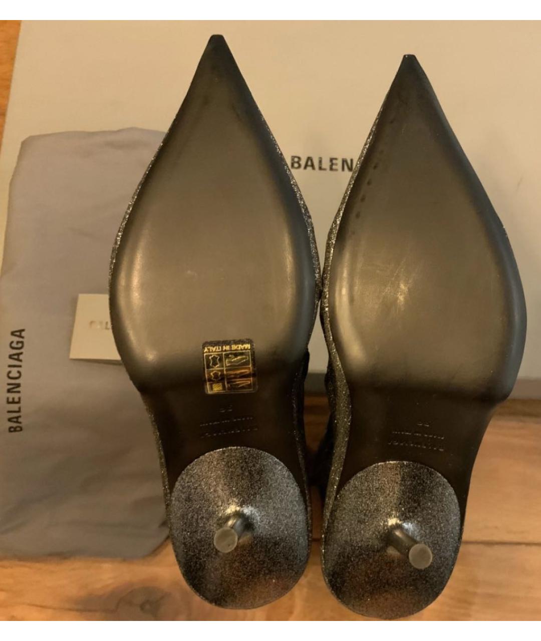 BALENCIAGA Серебряные кожаные сапоги, фото 4