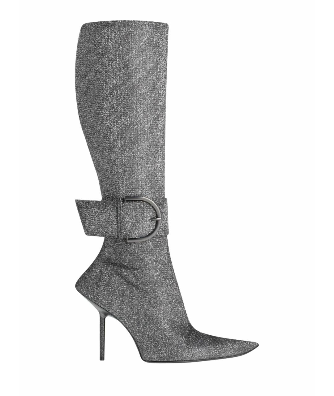 BALENCIAGA Серебряные кожаные сапоги, фото 1