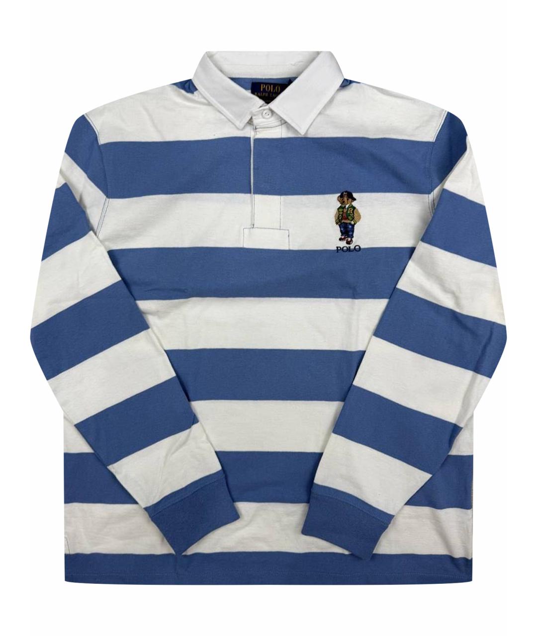 POLO RALPH LAUREN Голубое хлопковое поло с длинным рукавом, фото 1