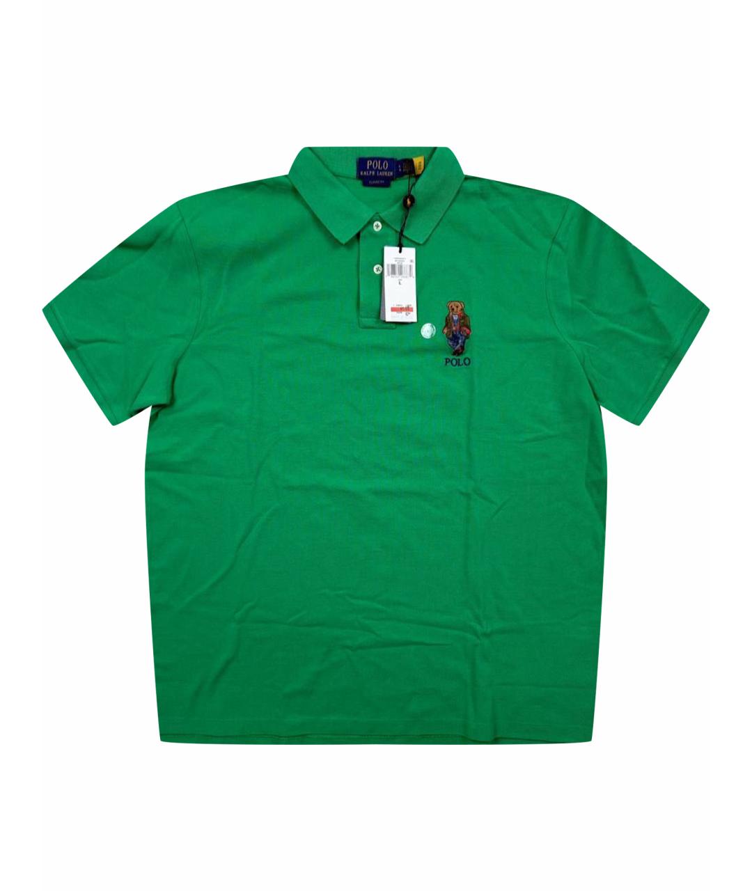 POLO RALPH LAUREN Зеленые хлопковое поло с коротким рукавом, фото 1