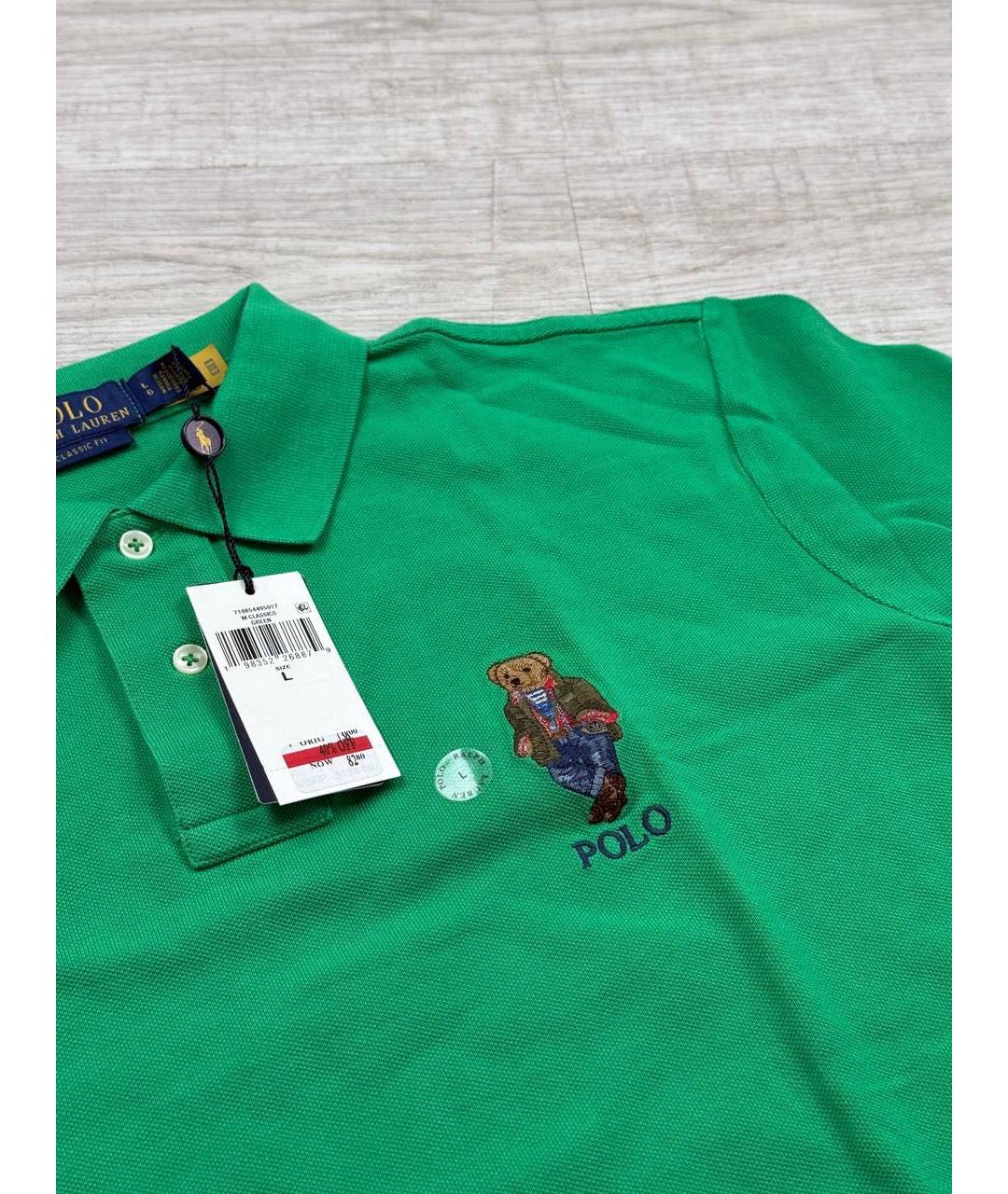 POLO RALPH LAUREN Зеленые хлопковое поло с коротким рукавом, фото 2