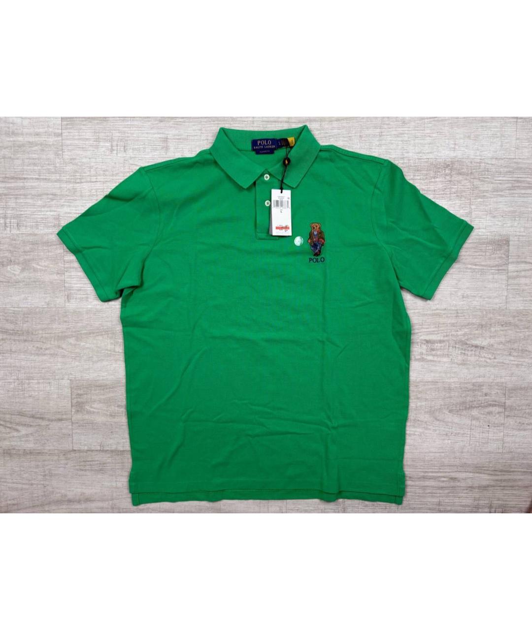 POLO RALPH LAUREN Зеленые хлопковое поло с коротким рукавом, фото 6