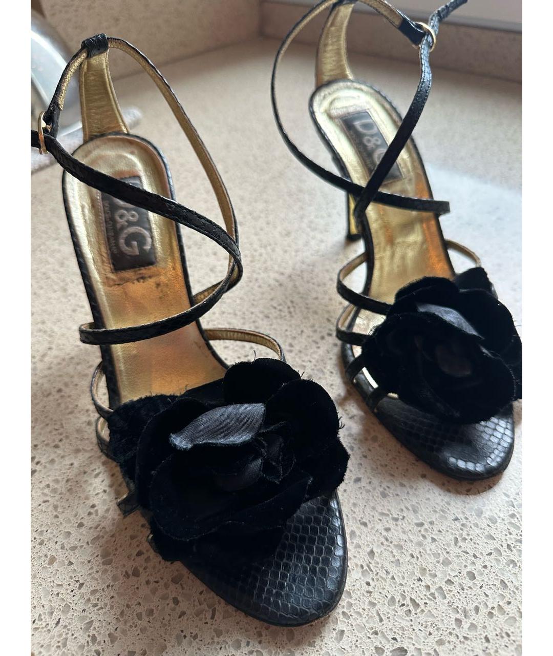 DOLCE&GABBANA Черные босоножки из экзотической кожи, фото 3
