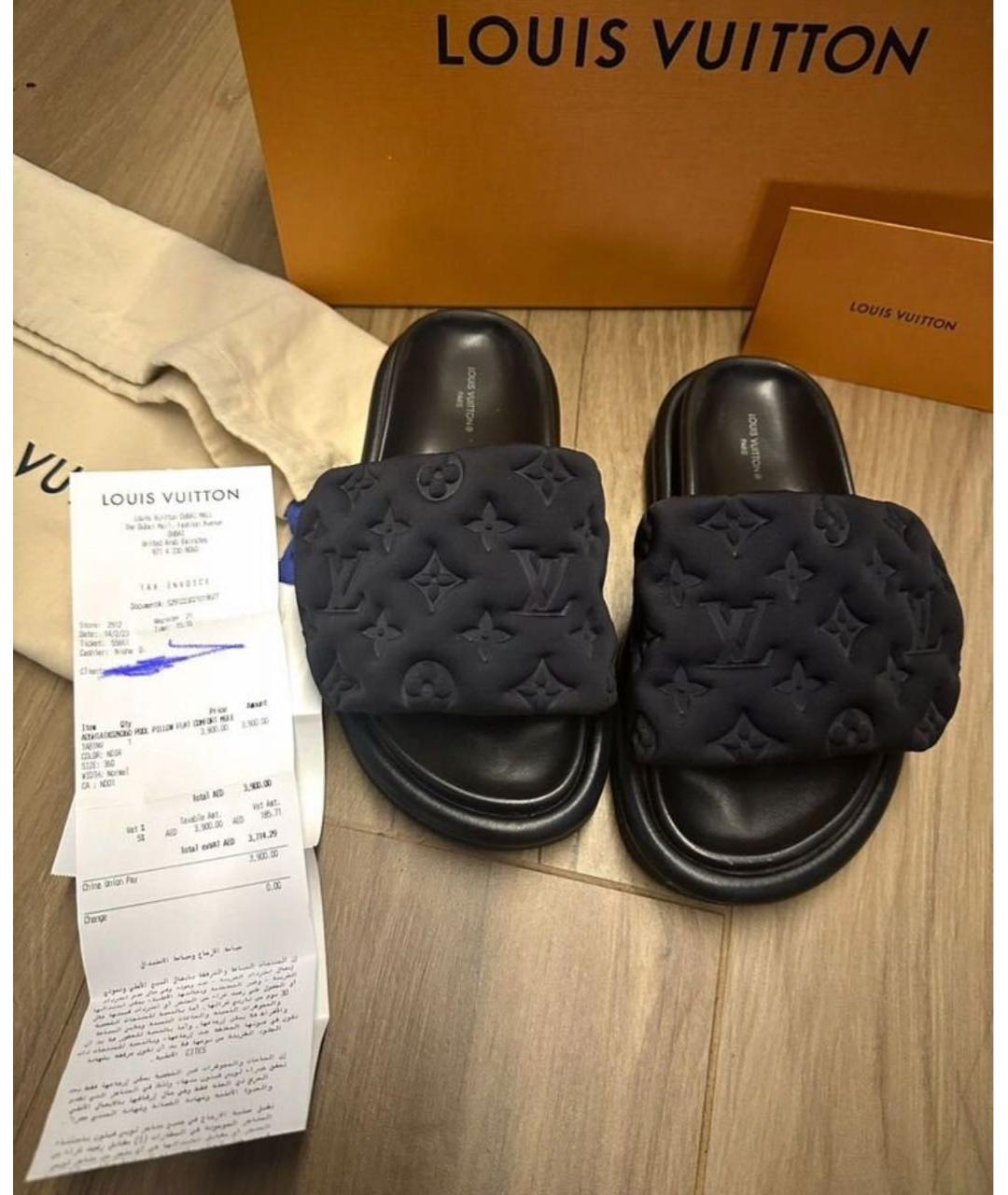 LOUIS VUITTON Черные текстильные мюли, фото 2