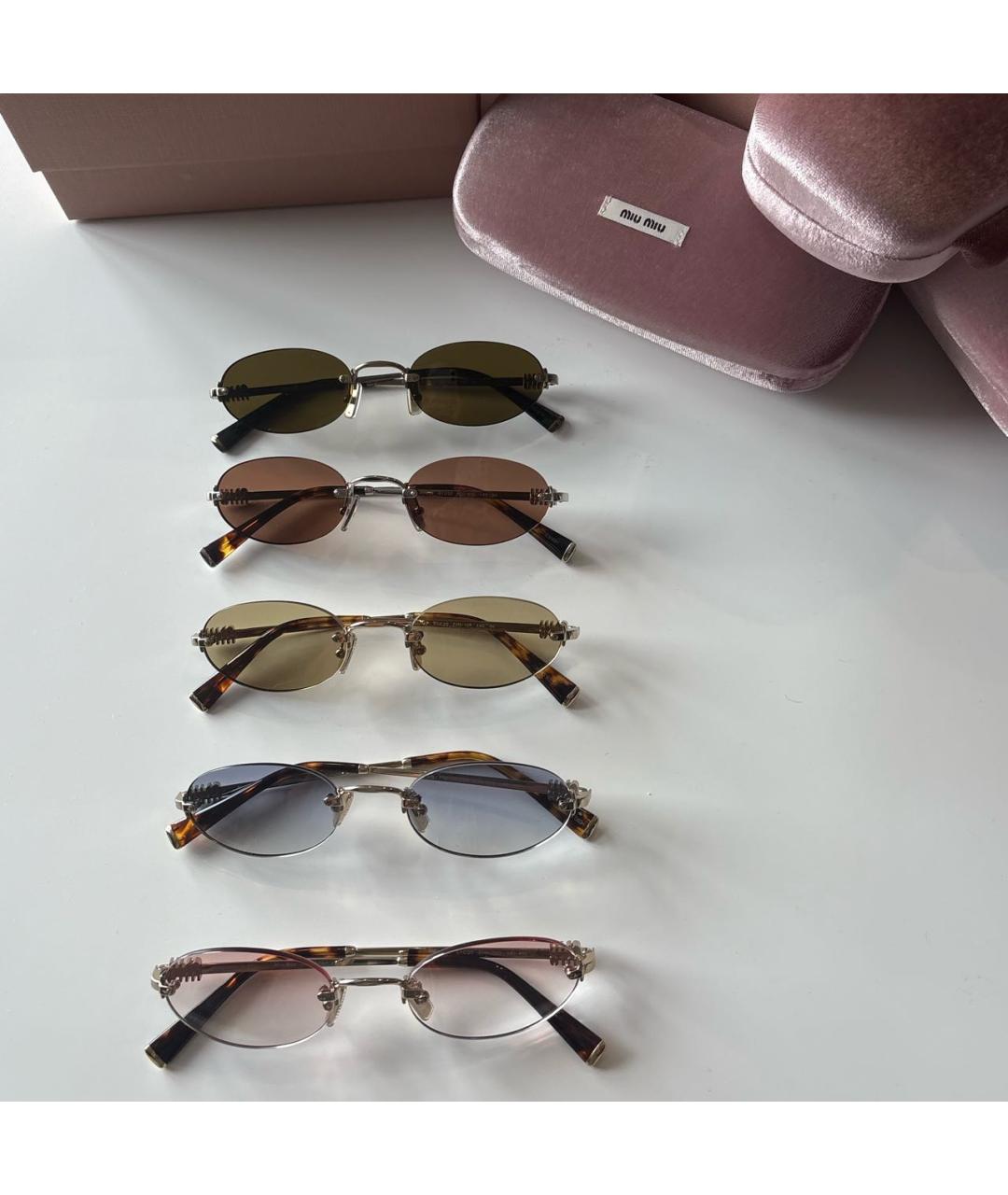 MIU MIU Бежевые металлические солнцезащитные очки, фото 8