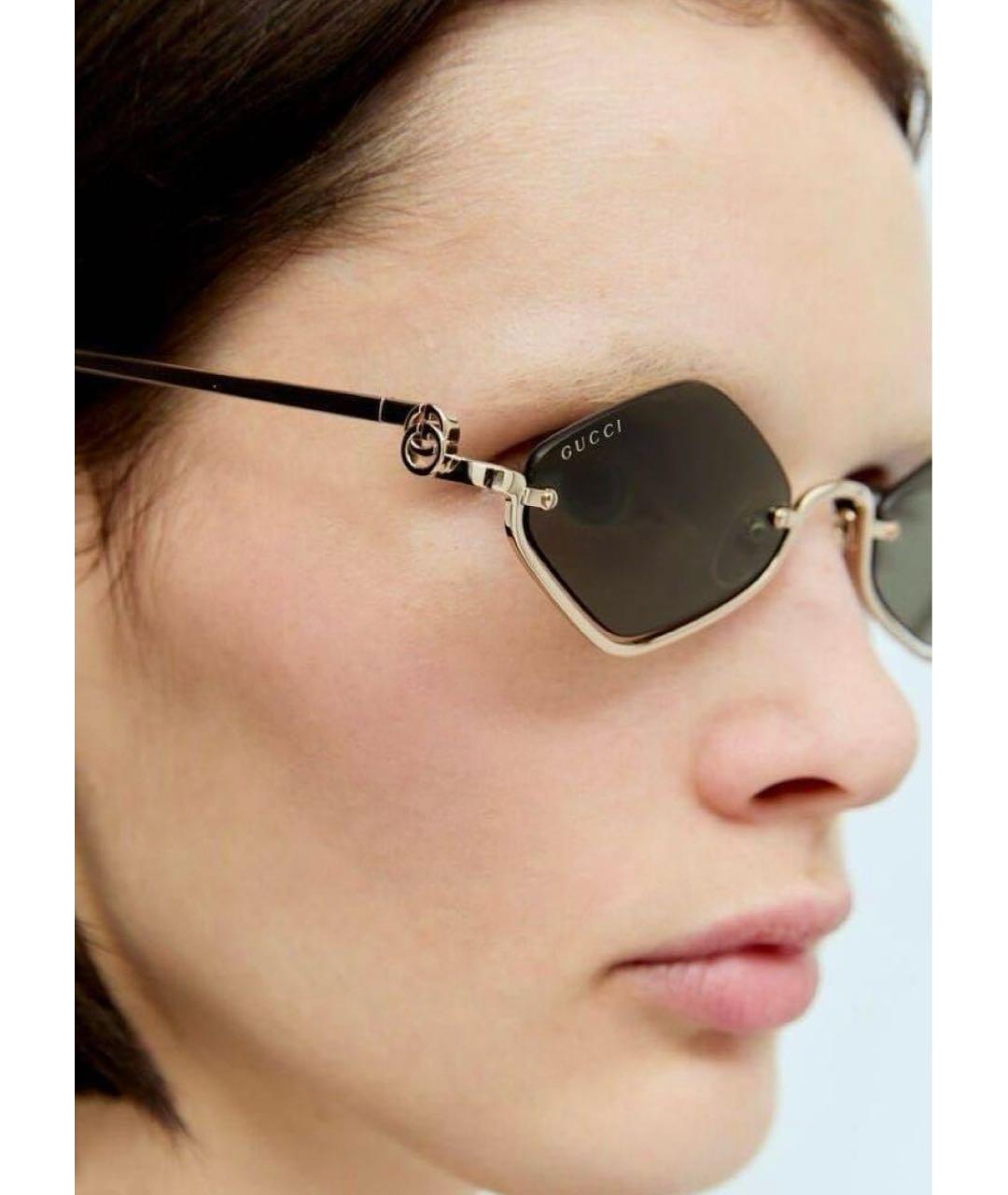 GUCCI Антрацитовые металлические солнцезащитные очки, фото 5