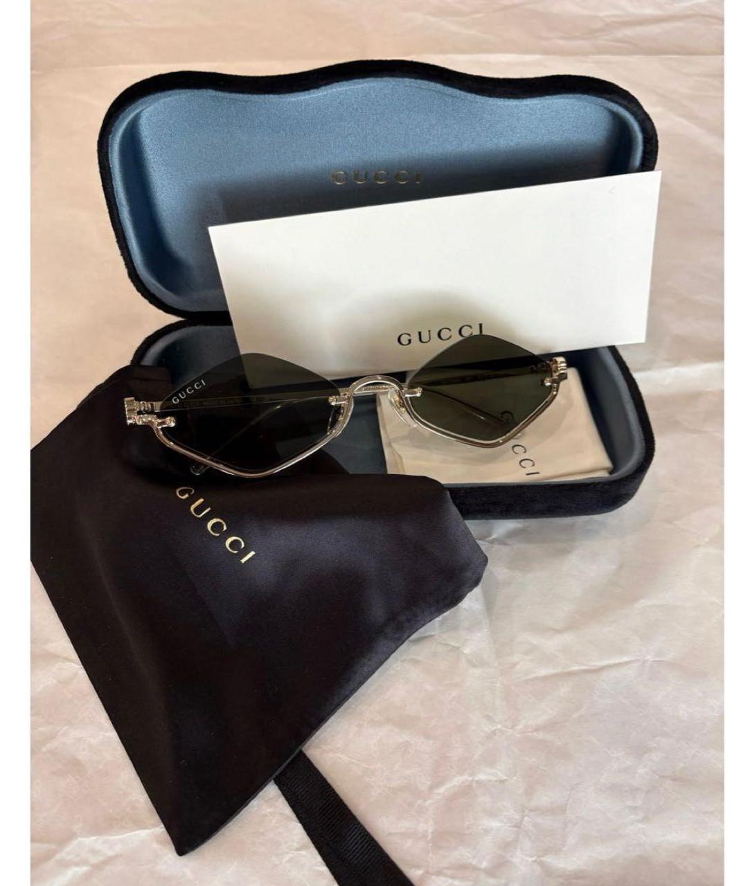 GUCCI Антрацитовые металлические солнцезащитные очки, фото 4