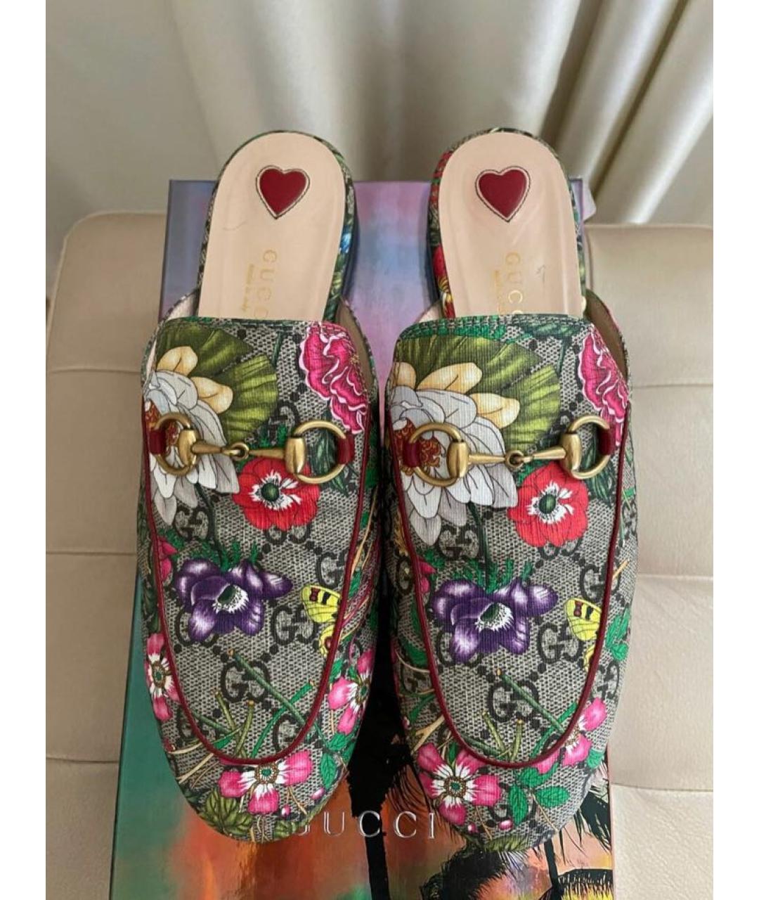 GUCCI Коричневые кожаные мюли, фото 2