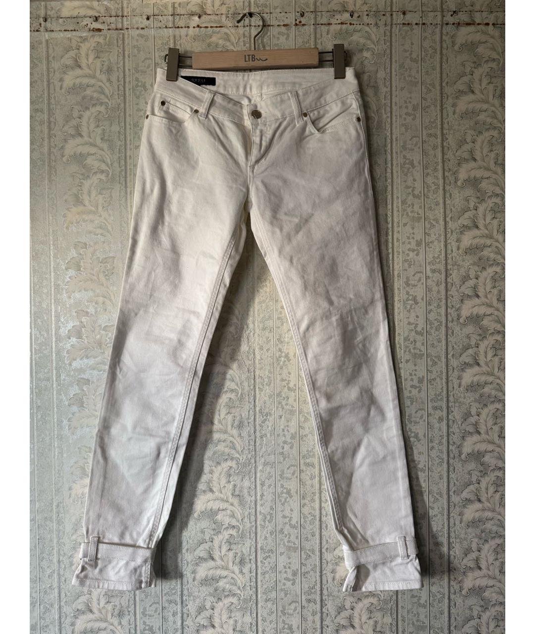 GUCCI Белые хлопко-эластановые прямые джинсы, фото 9