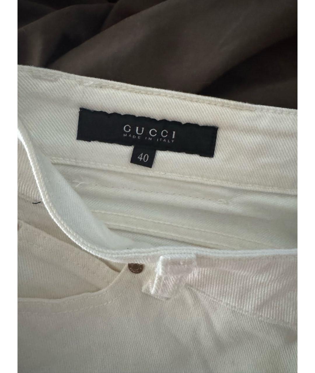 GUCCI Белые хлопко-эластановые прямые джинсы, фото 6