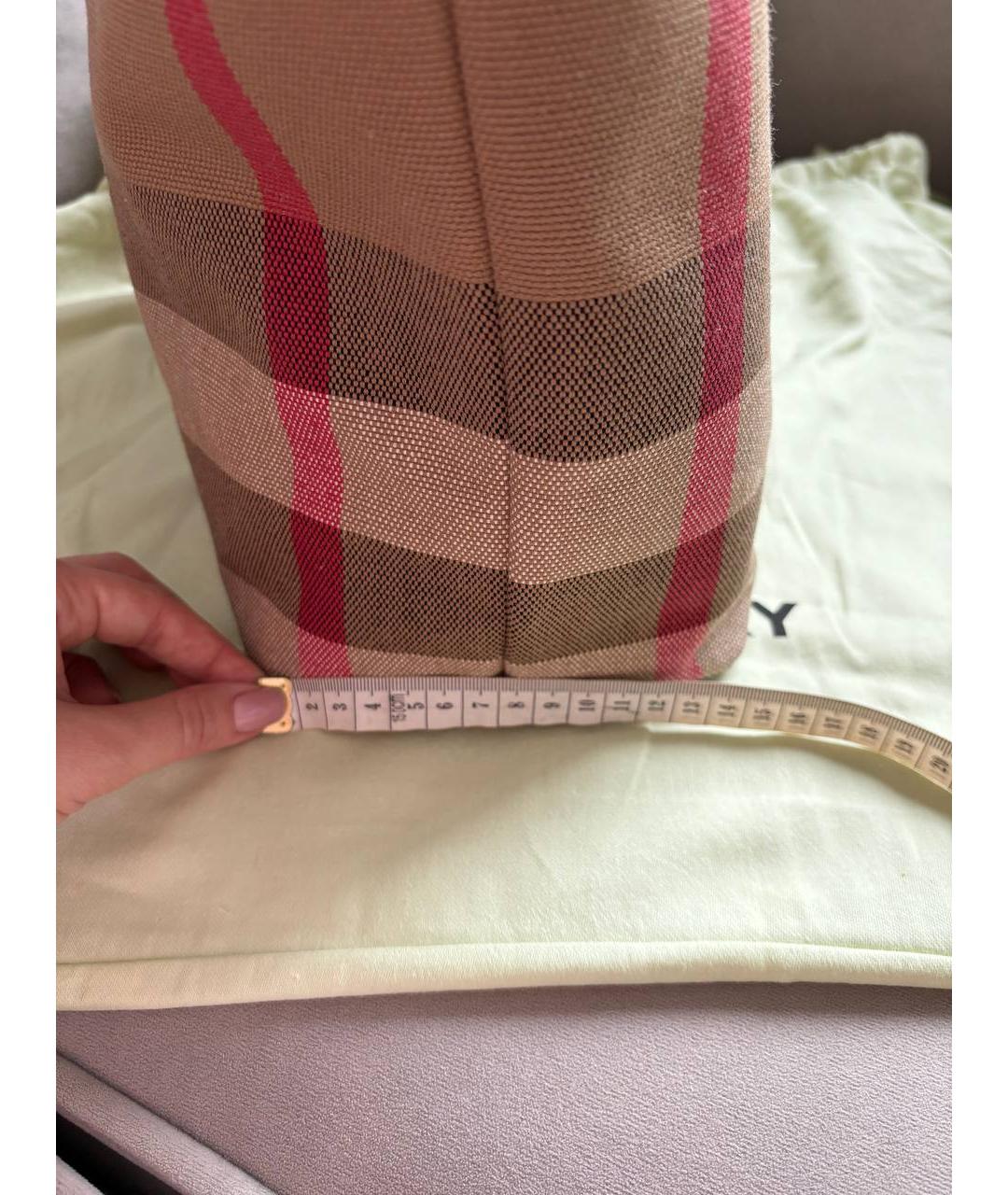 BURBERRY Коричневая хлопковая сумка тоут, фото 6