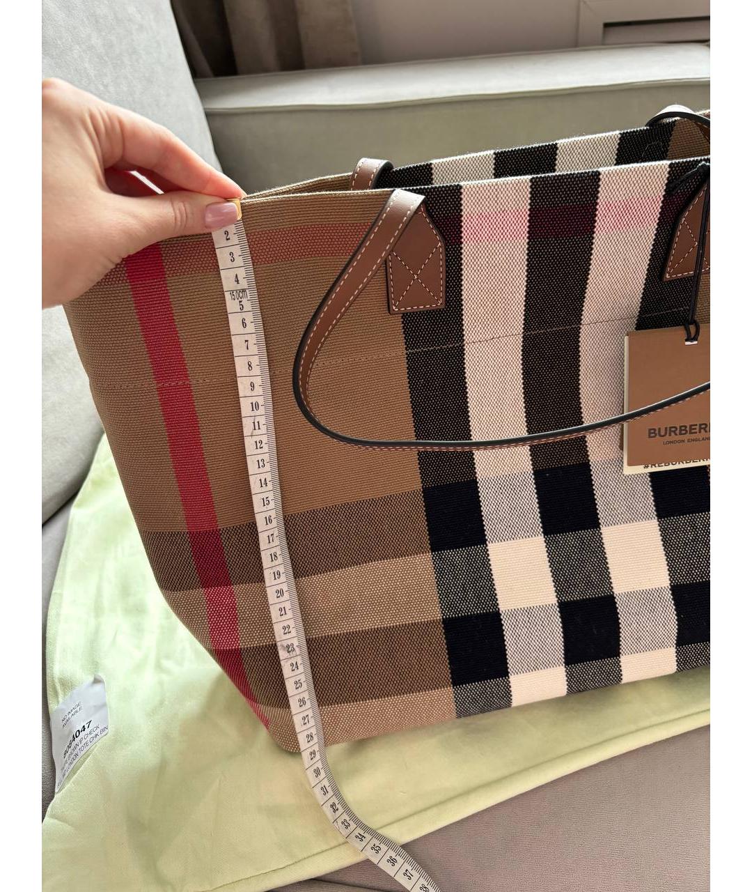 BURBERRY Коричневая хлопковая сумка тоут, фото 5
