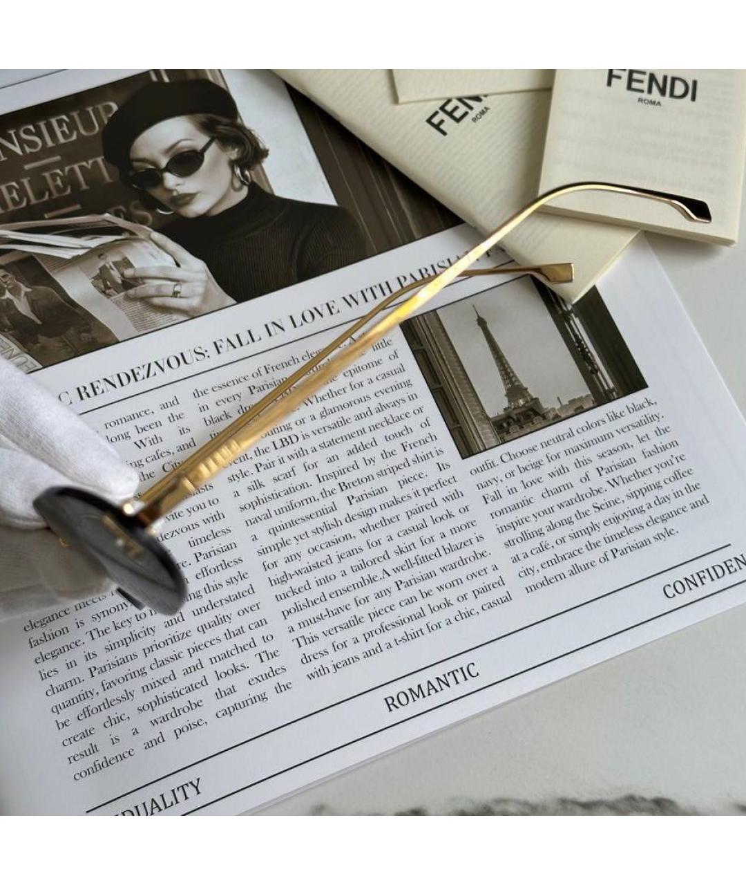 FENDI Черные металлические солнцезащитные очки, фото 6