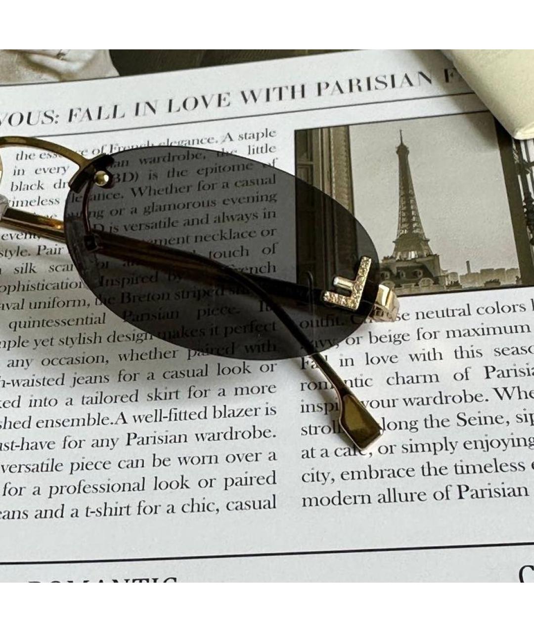 FENDI Черные металлические солнцезащитные очки, фото 7