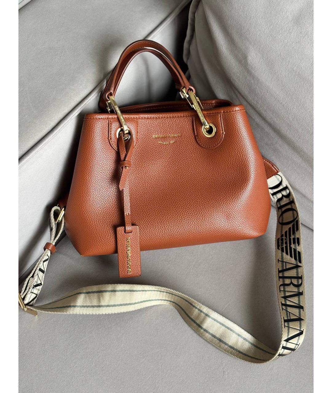 EMPORIO ARMANI Коричневая сумка через плечо из искусственной кожи, фото 3