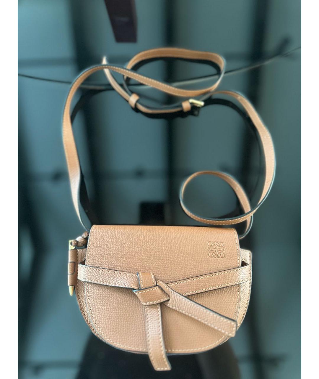LOEWE Коричневая кожаная сумка через плечо, фото 2