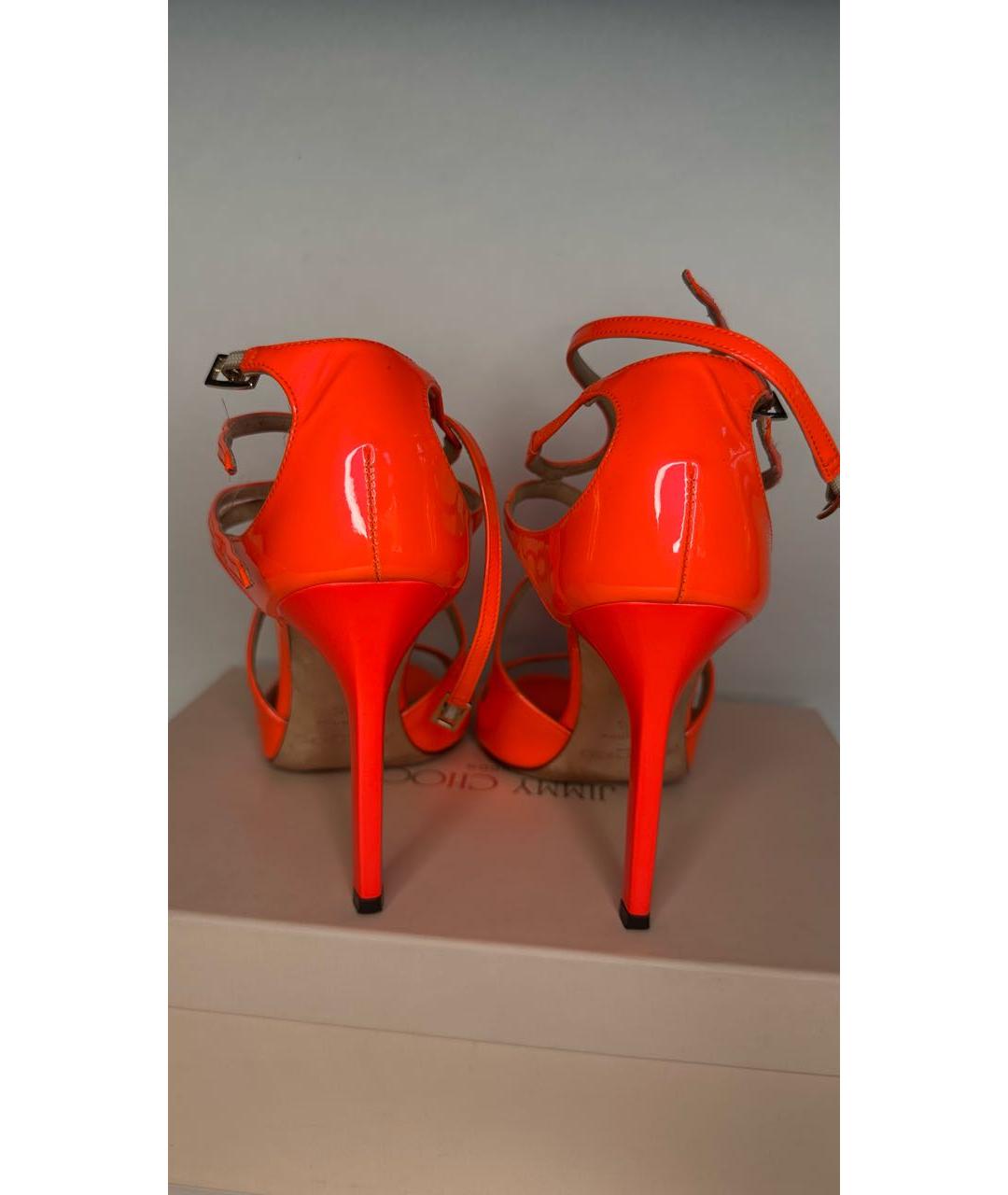 JIMMY CHOO Оранжевое босоножки из лакированной кожи, фото 4