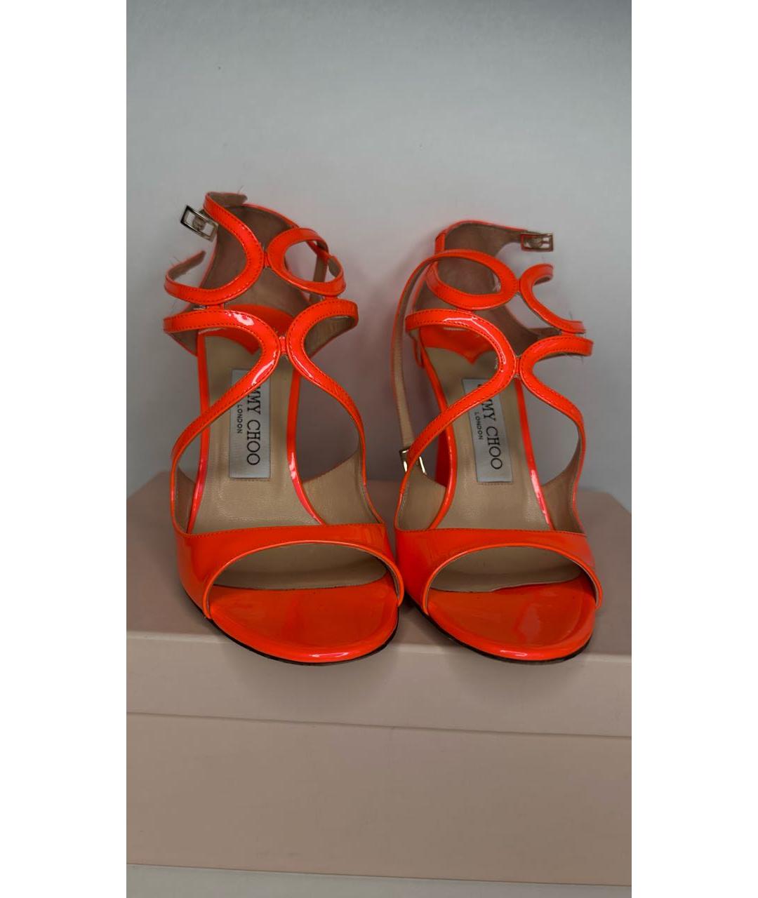 JIMMY CHOO Оранжевое босоножки из лакированной кожи, фото 2