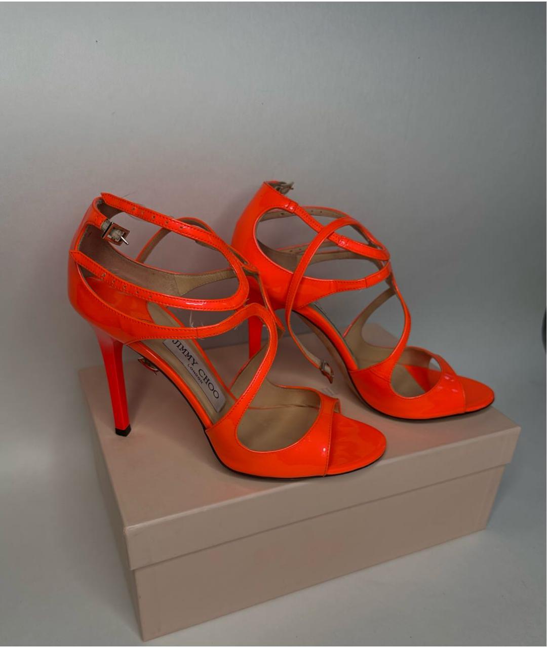 JIMMY CHOO Оранжевое босоножки из лакированной кожи, фото 5