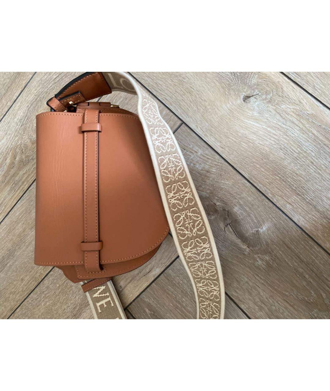 LOEWE Коричневая кожаная сумка через плечо, фото 3