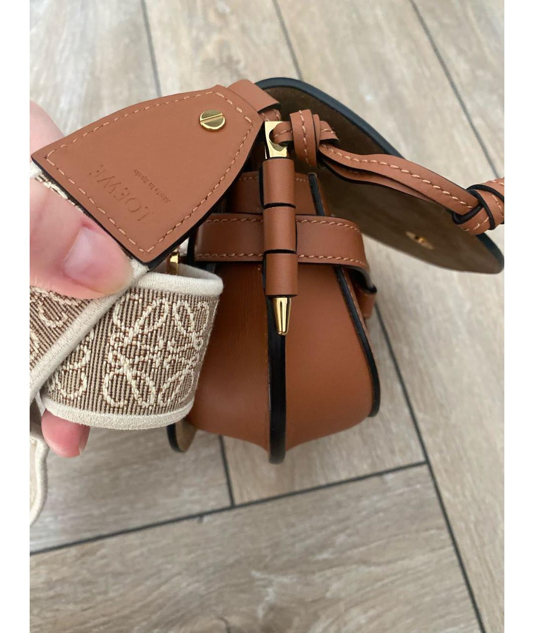 LOEWE Коричневая кожаная сумка через плечо, фото 2