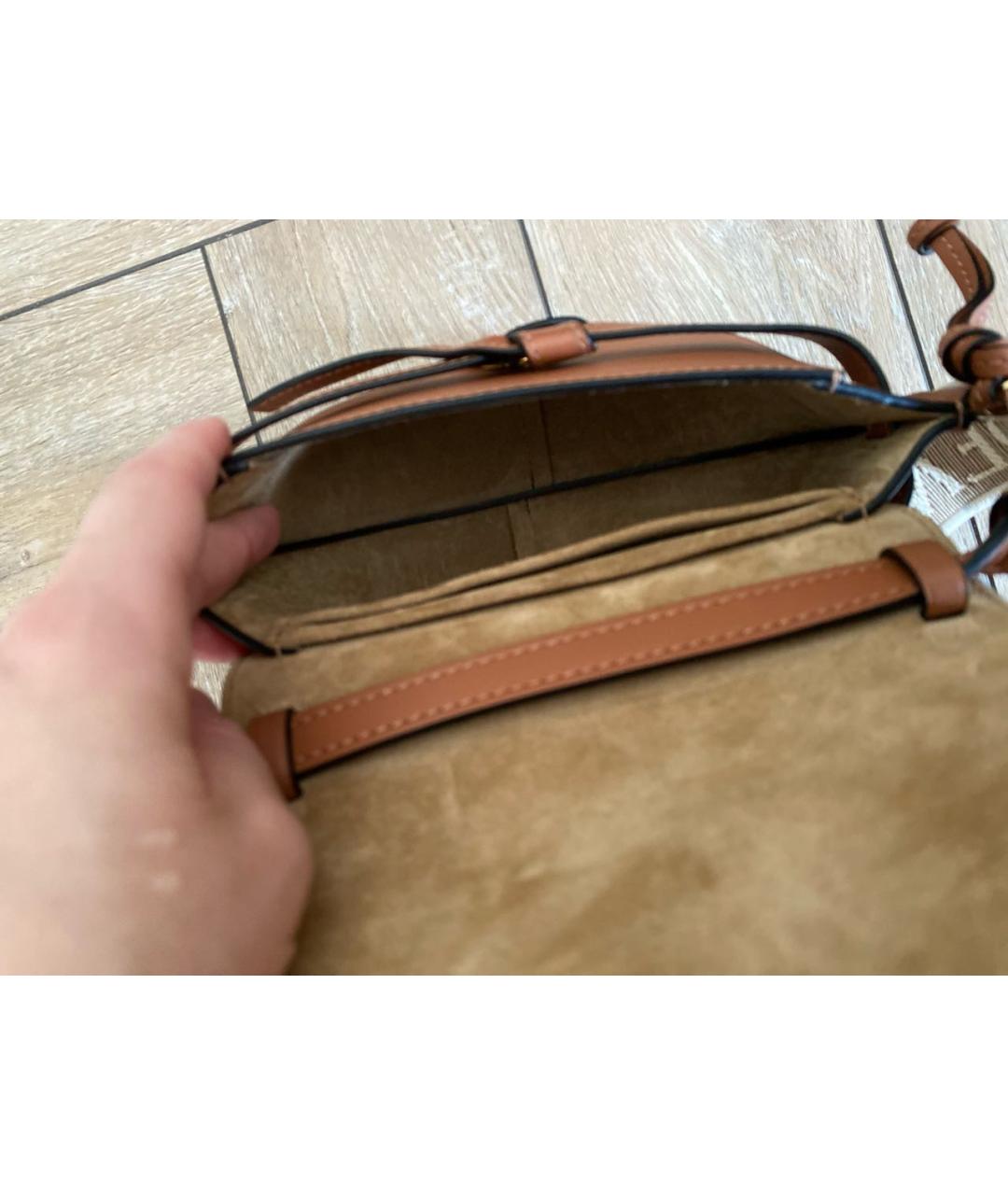 LOEWE Коричневая кожаная сумка через плечо, фото 4