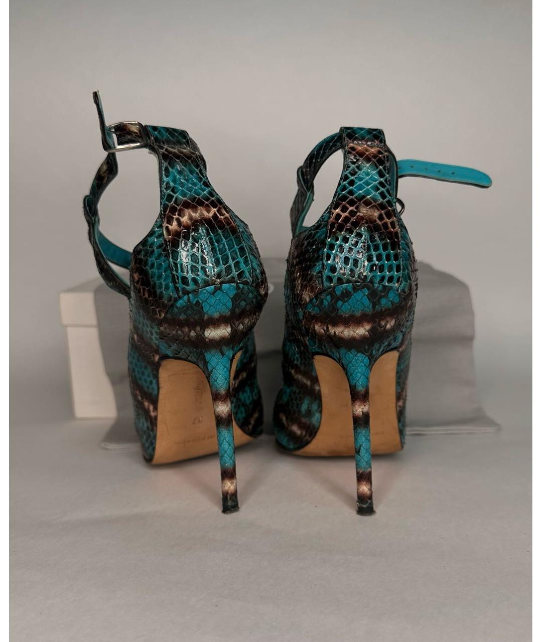 MANOLO BLAHNIK Зеленые босоножки из экзотической кожи, фото 4