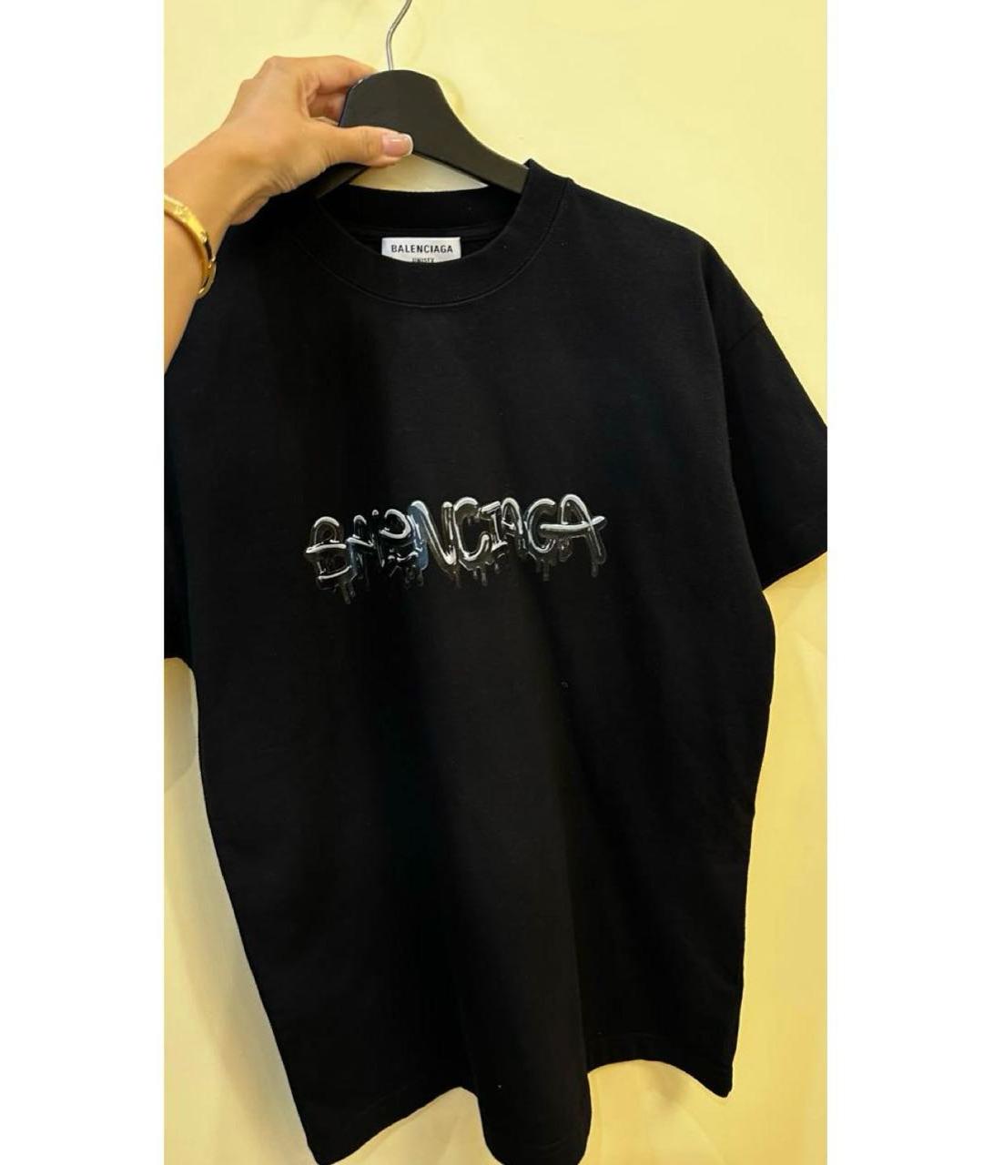 BALENCIAGA Черная хлопковая футболка, фото 2