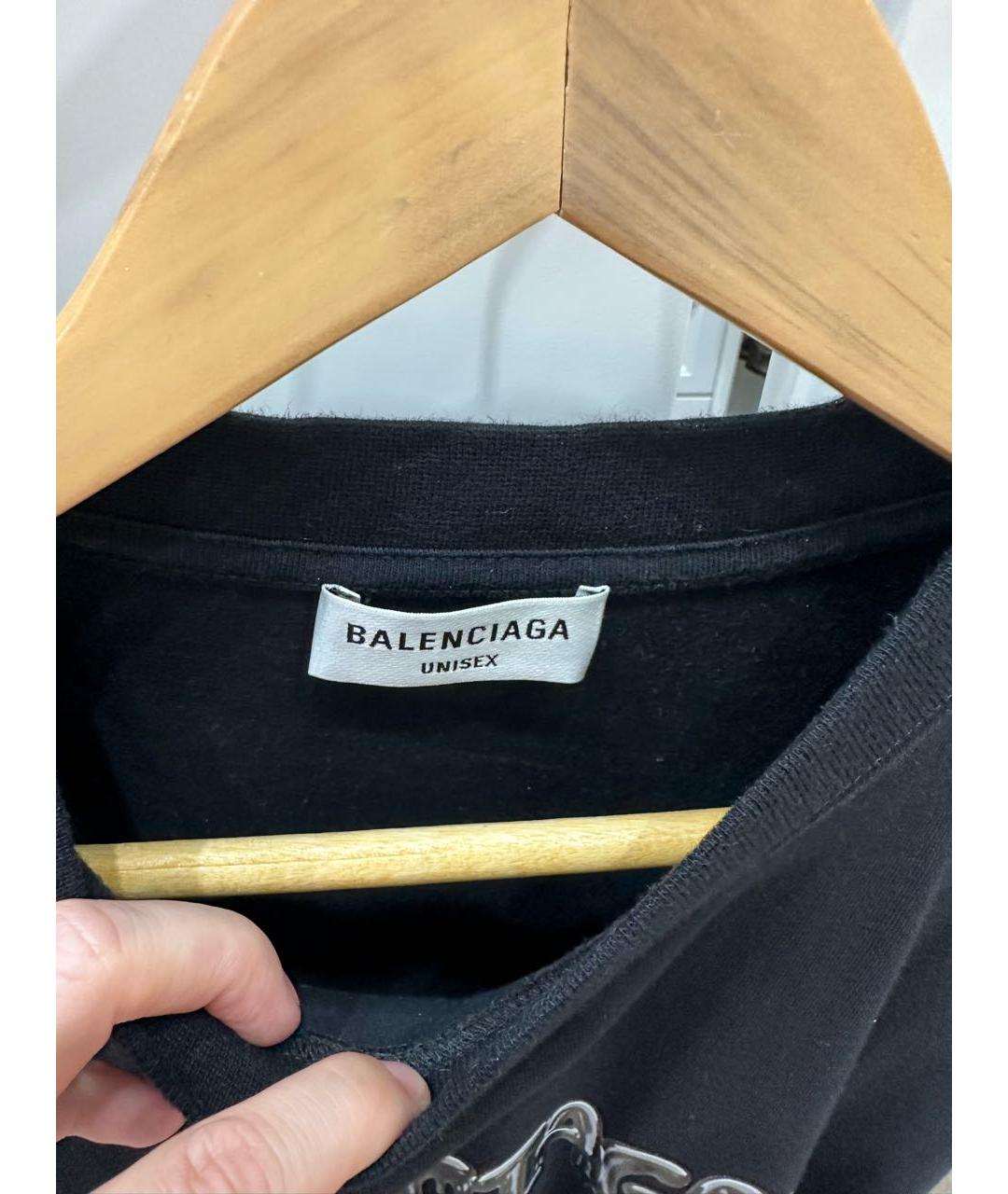 BALENCIAGA Черная хлопковая футболка, фото 5