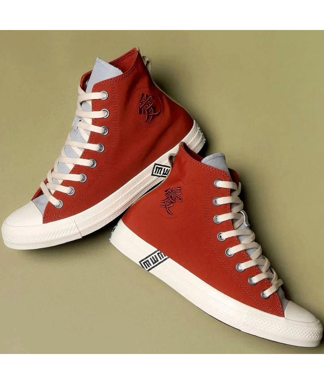 CONVERSE Бордовые текстильные высокие кроссовки / кеды, фото 3