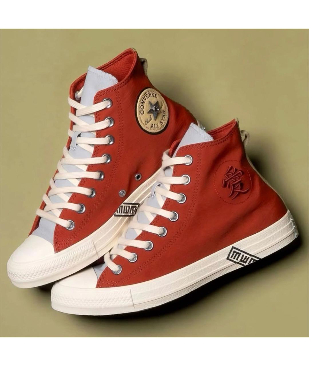 CONVERSE Бордовые текстильные высокие кроссовки / кеды, фото 5