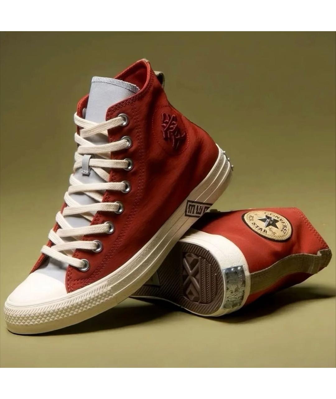 CONVERSE Бордовые текстильные высокие кроссовки / кеды, фото 7