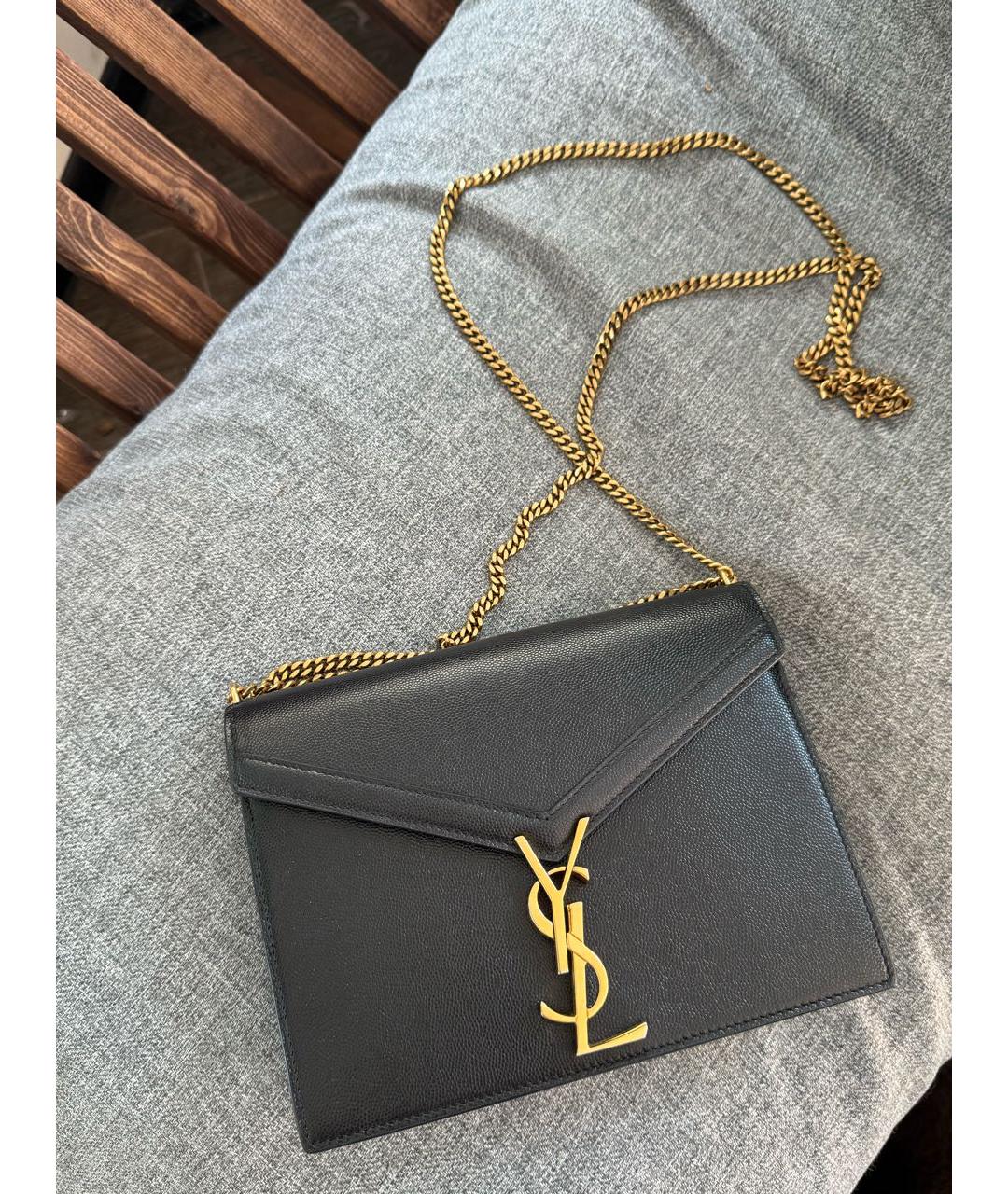 SAINT LAURENT Черная кожаная сумка через плечо, фото 2