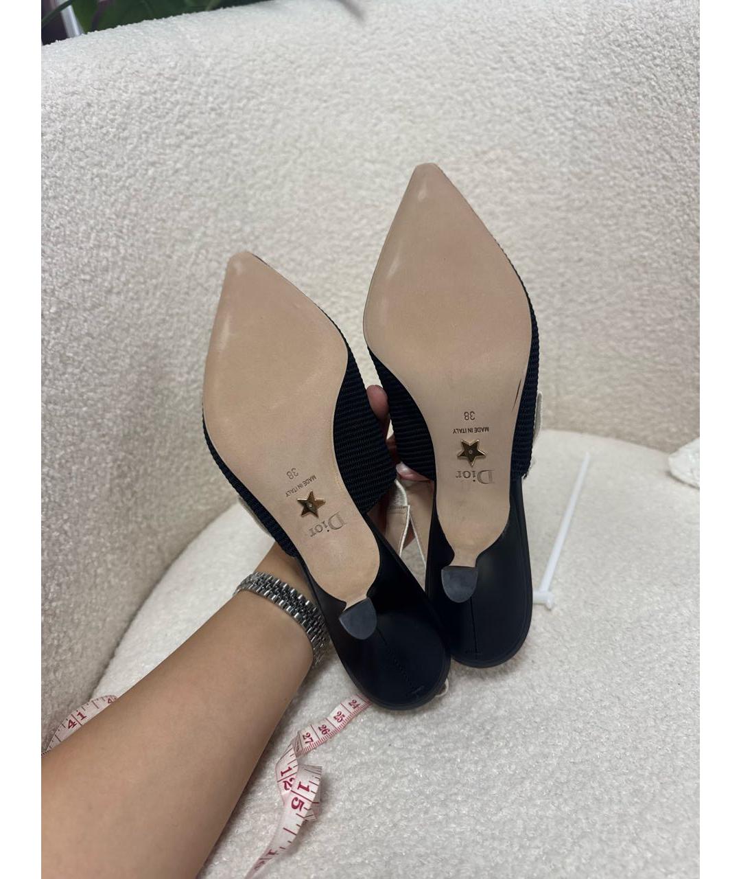 CHRISTIAN DIOR Черные текстильные лодочки на низком каблуке, фото 8