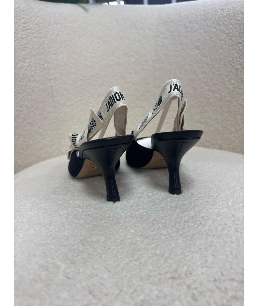 CHRISTIAN DIOR Черные текстильные лодочки на низком каблуке, фото 5