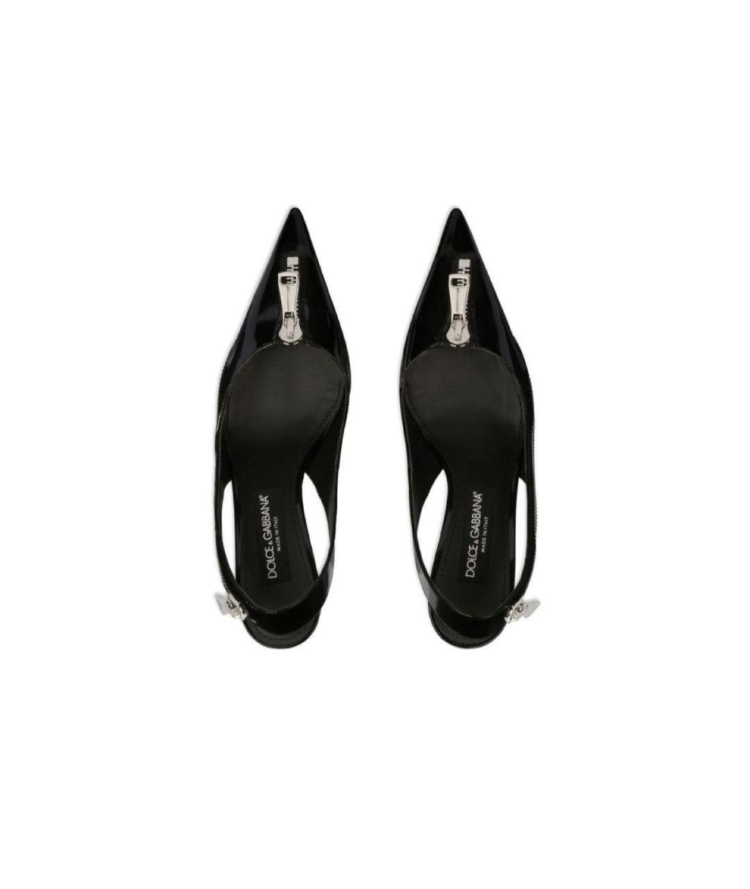 DOLCE&GABBANA Черные кожаные лодочки на низком каблуке, фото 3