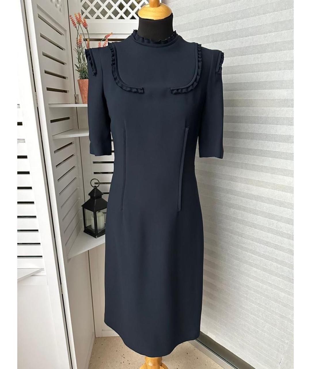 PRADA Темно-синее вискозное повседневное платье, фото 9