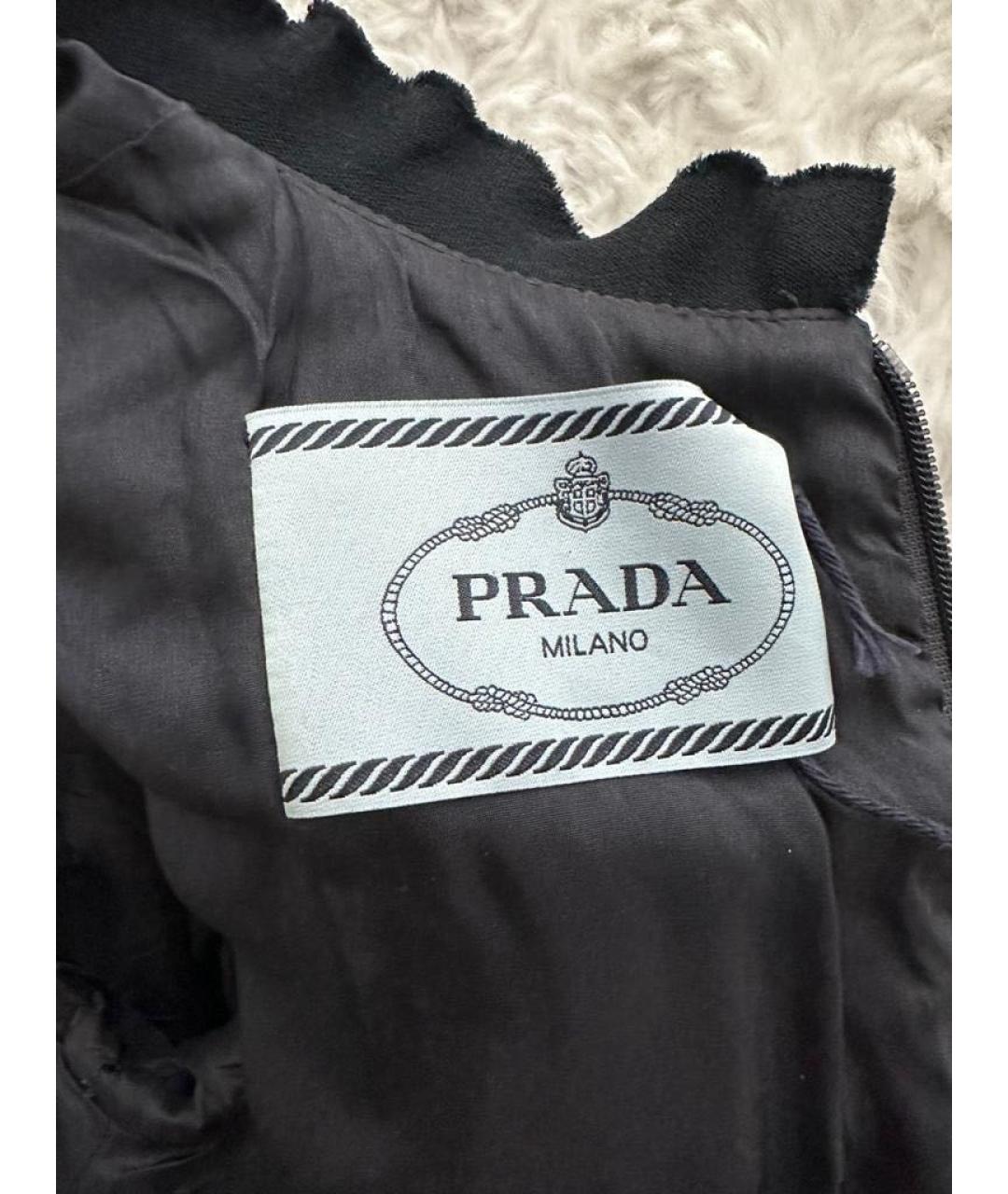 PRADA Темно-синее вискозное повседневное платье, фото 3