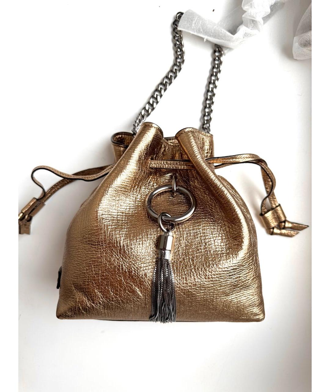 JIMMY CHOO Золотая кожаная сумка через плечо, фото 2