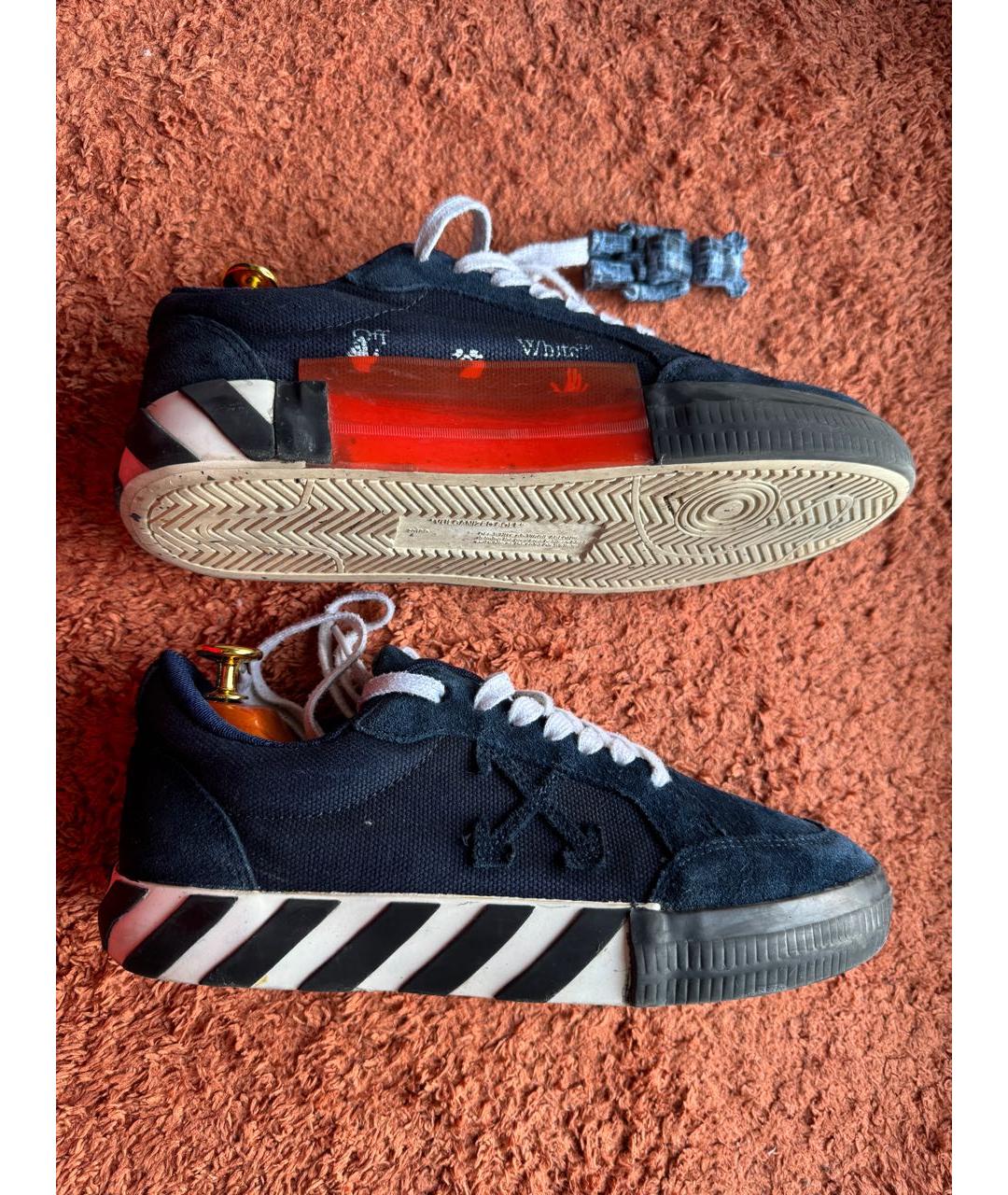 OFF-WHITE Темно-синие замшевые низкие кроссовки / кеды, фото 7
