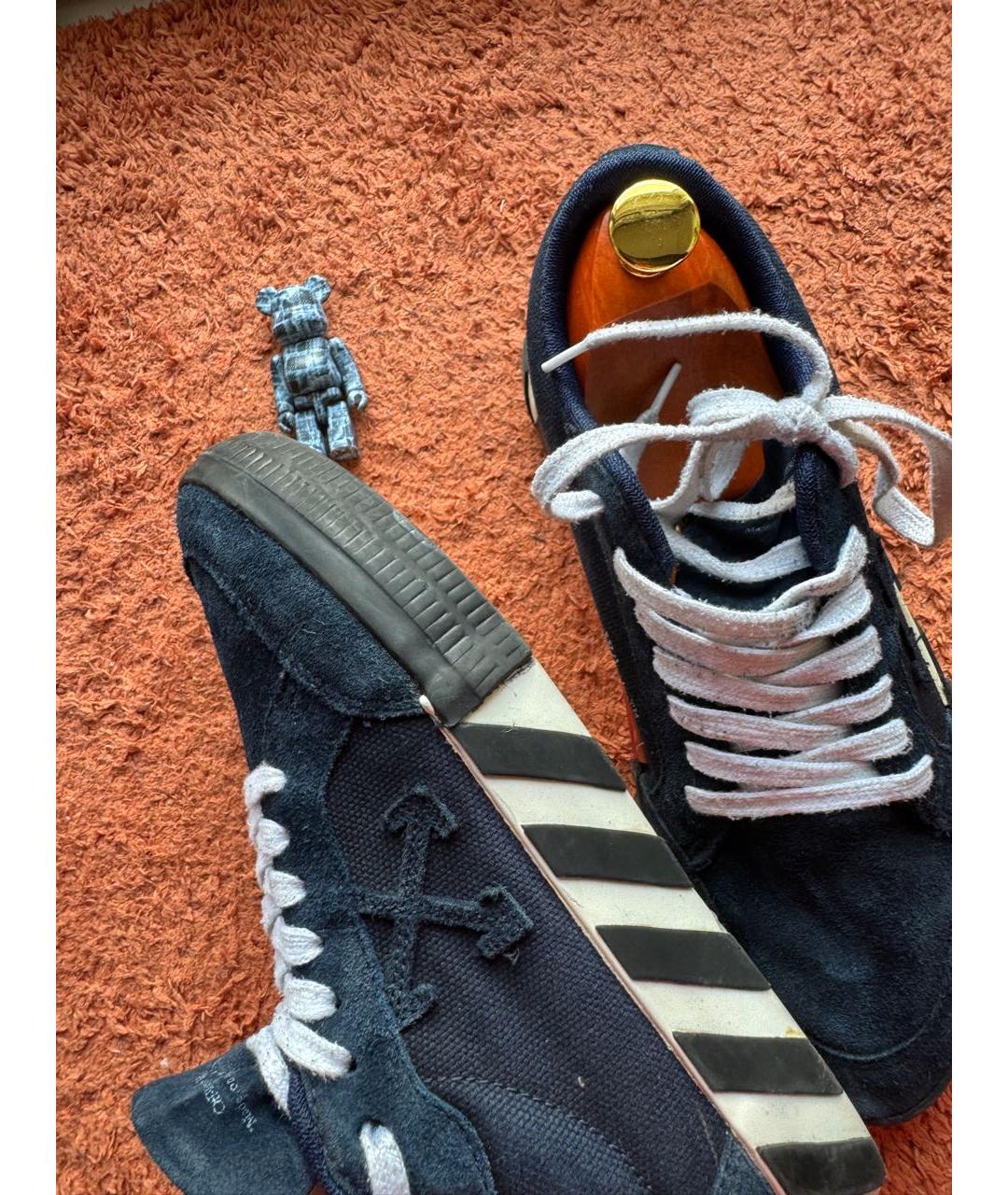 OFF-WHITE Темно-синие замшевые низкие кроссовки / кеды, фото 5