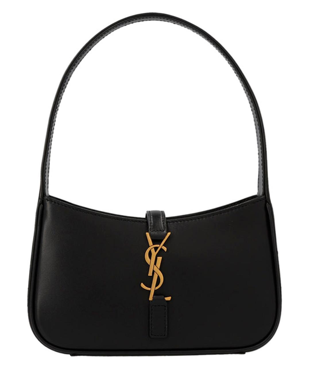 SAINT LAURENT Черная кожаная сумка с короткими ручками, фото 1