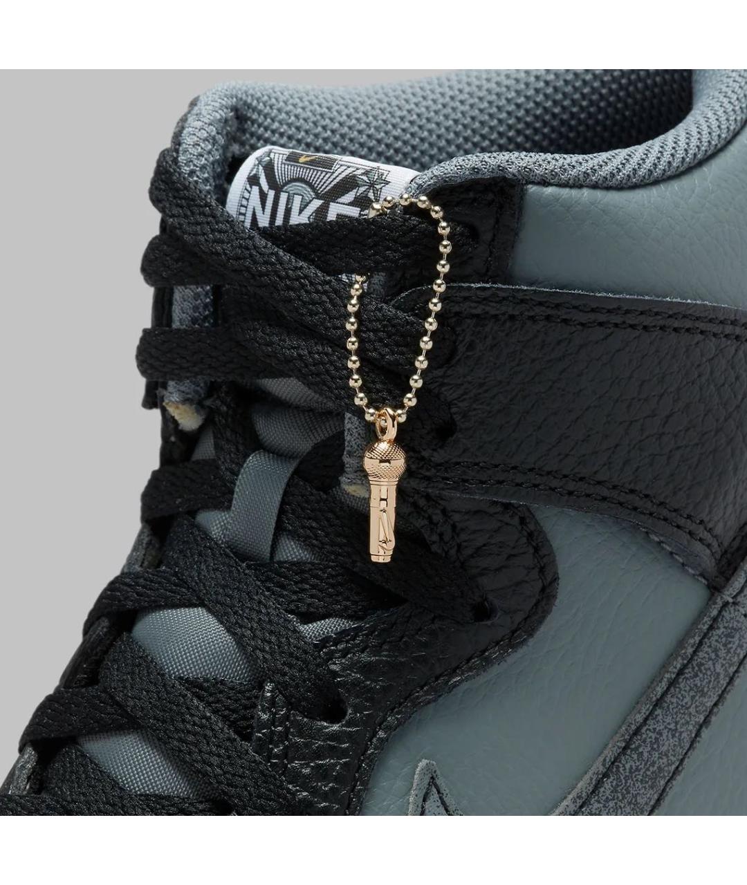 NIKE Антрацитовые кожаные высокие кроссовки / кеды, фото 7