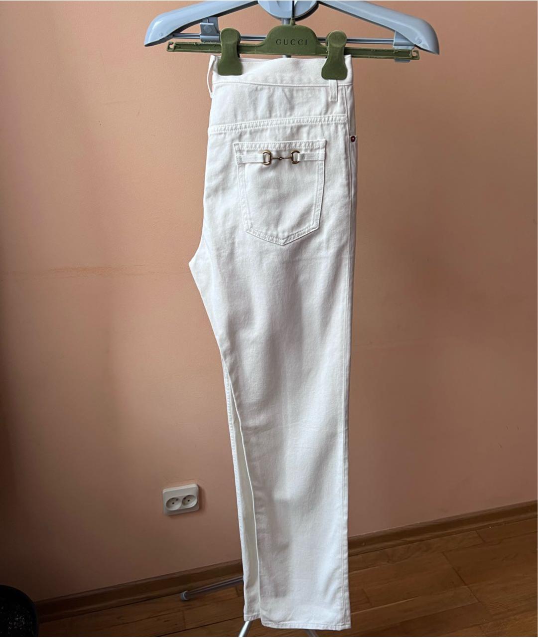GUCCI Белые хлопковые прямые джинсы, фото 5