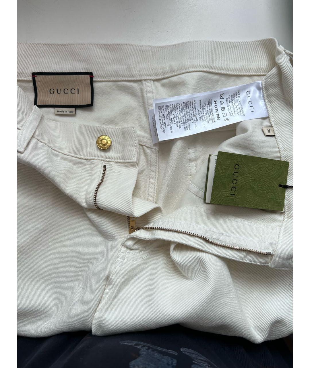 GUCCI Белые хлопковые прямые джинсы, фото 4