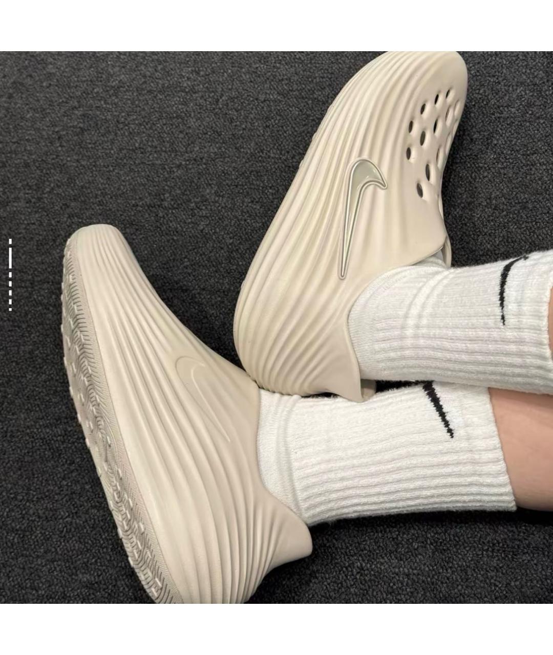 NIKE Бежевые резиновые шлепанцы, фото 6