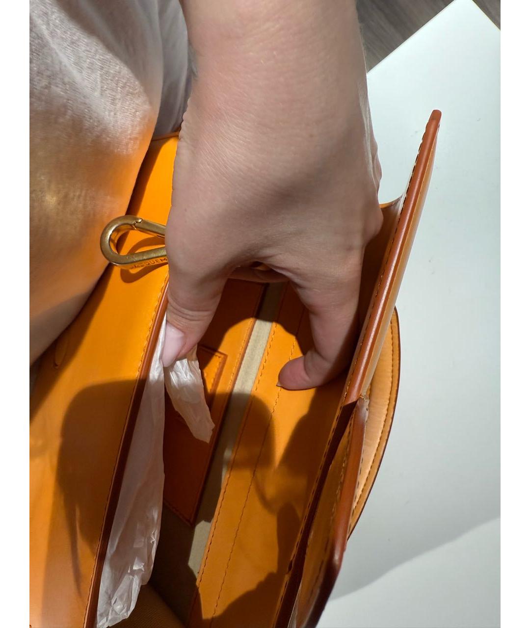 JACQUEMUS Оранжевая кожаная сумка через плечо, фото 4